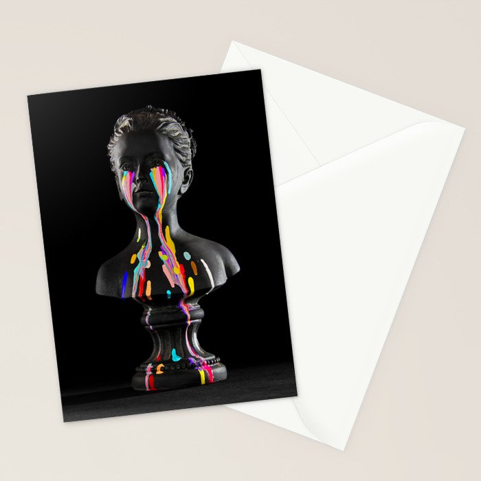 The Girl With Stars In Her Eyes (On Black) Stationery Card Gallery Image 2