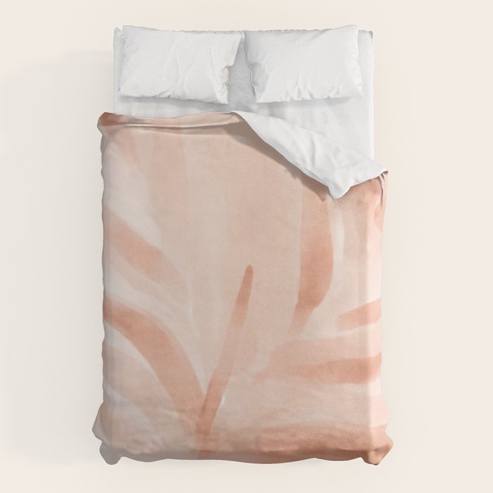 Pastel watercolor leaf detail Duvet Cover Gallery Image 1
