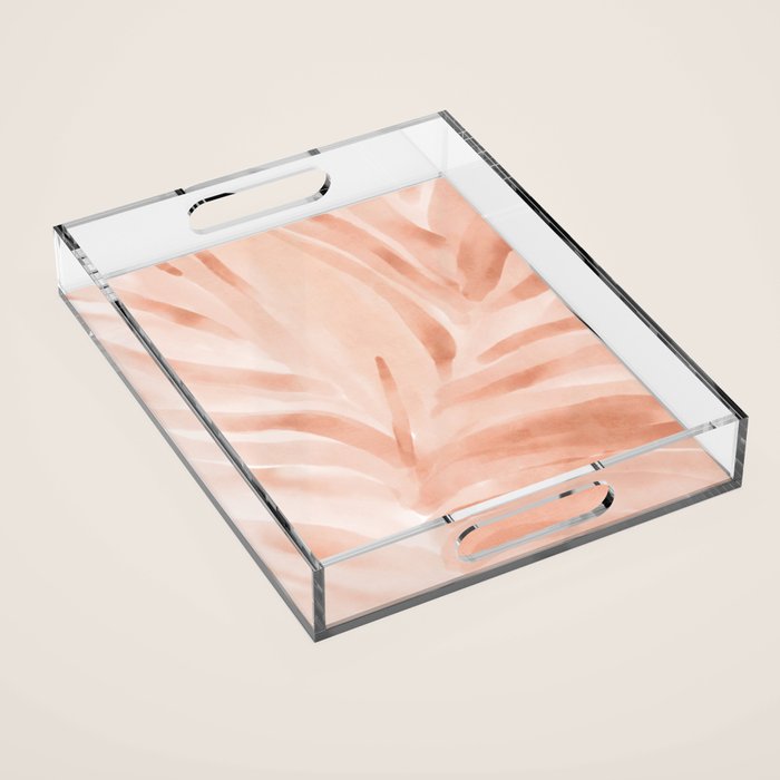 Pastel watercolor leaf detail Acrylic Tray Gallery Image 1