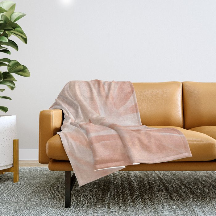 Pastel watercolor leaf detail Throw Blanket Gallery Image 1