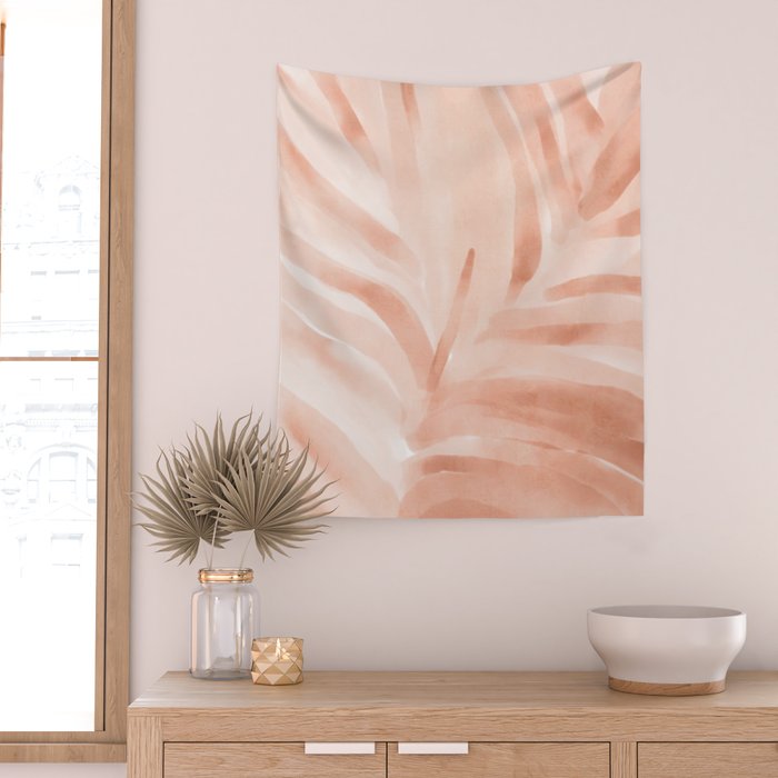 Pastel watercolor leaf detail Wall Tapestry Gallery Image 2