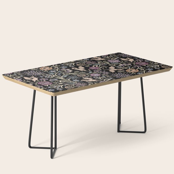 Pollinator Dragons - fantasy, goth floral - muted jewel tones on black Coffee Table Gallery Image 1
