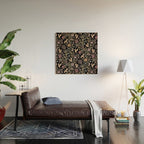 Pollinator Dragons - fantasy, goth floral - muted jewel tones on black Wood Wall Art Gallery Image 2