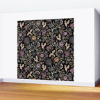 Pollinator Dragons - fantasy, goth floral - muted jewel tones on black Wall Mural Gallery Image 2