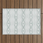 Wavy lines and tiny blooms - dusty mint pastel green pattern Outdoor Rug Gallery Image 1