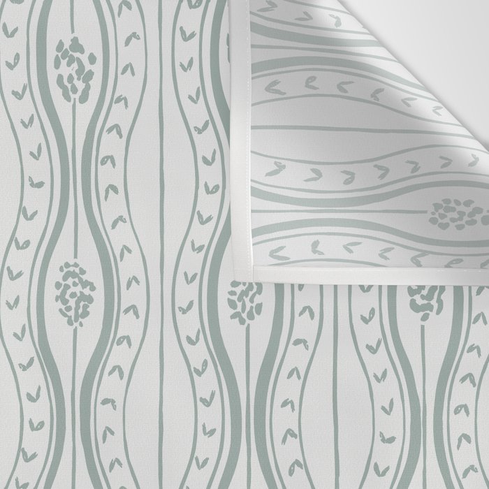 Wavy lines and tiny blooms - dusty mint pastel green pattern Wall Tapestry Gallery Image 3