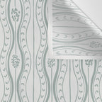Wavy lines and tiny blooms - dusty mint pastel green pattern Wall Tapestry Gallery Image 3