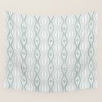Wavy lines and tiny blooms - dusty mint pastel green pattern Wall Tapestry Gallery Image 4