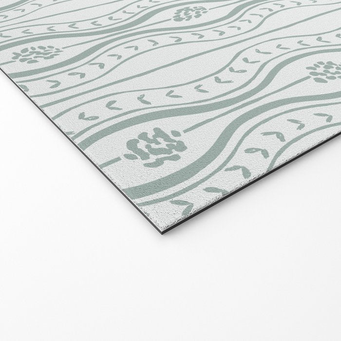 Wavy lines and tiny blooms - dusty mint pastel green pattern Welcome Mat Gallery Image 2