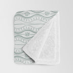 Wavy lines and tiny blooms - dusty mint pastel green pattern Throw Blanket Gallery Image 3
