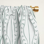 Wavy lines and tiny blooms - dusty mint pastel green pattern Window Curtain Gallery Image 2