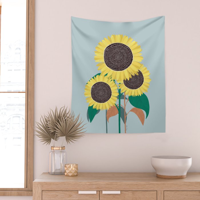 Sunflower and summer Wall Tapestry Gallery Image 2
