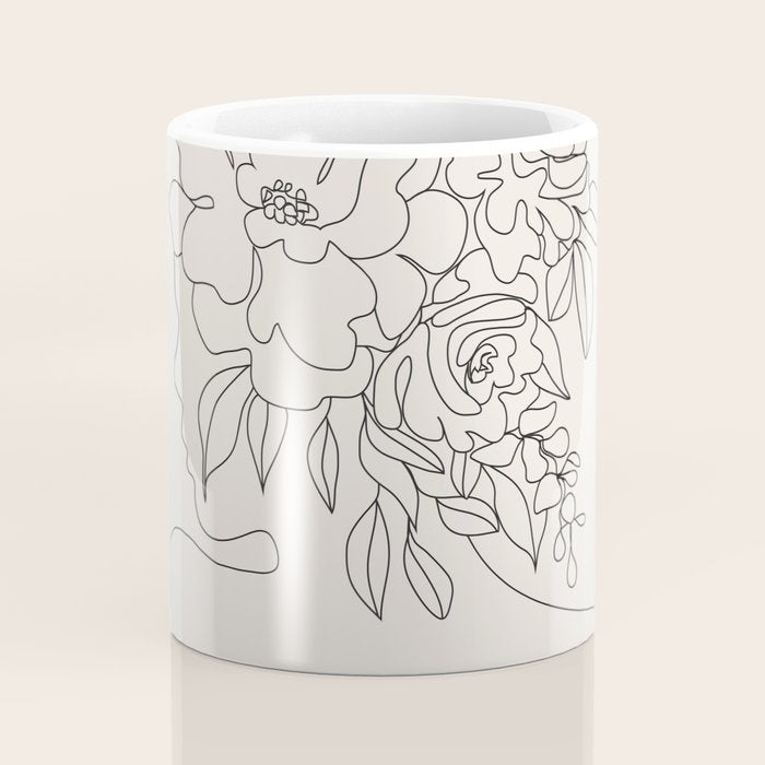 Woman with Flowers Minimal Line I Coffee Mug Gallery Image 4