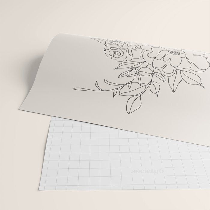 Woman with Flowers Minimal Line I Wrapping Paper Gallery Image 2