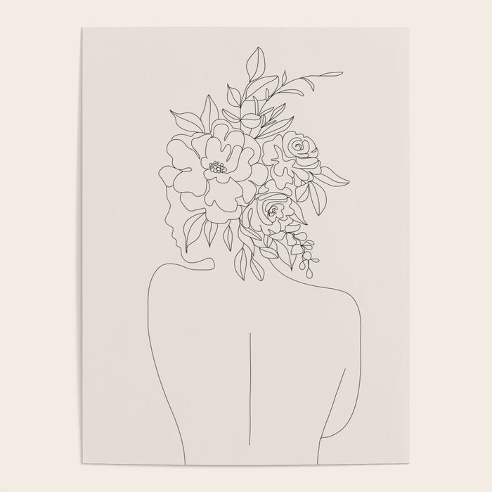 Woman with Flowers Minimal Line I Poster Gallery Image 4