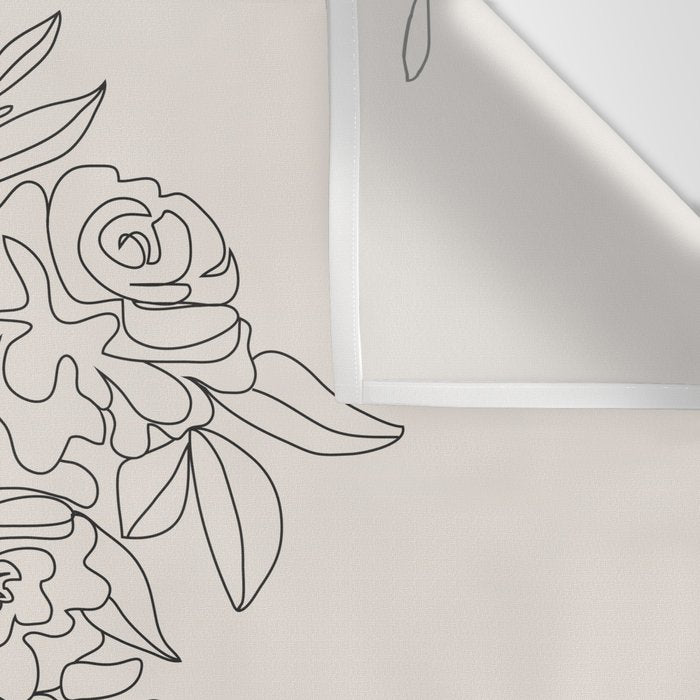 Woman with Flowers Minimal Line I Wall Tapestry Gallery Image 3