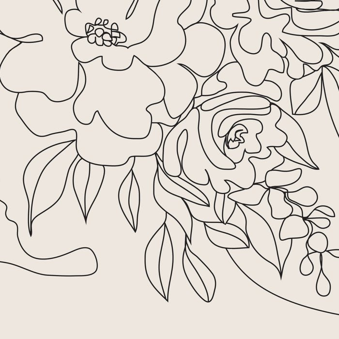 Woman with Flowers Minimal Line I Coffee Mug Gallery Image 2