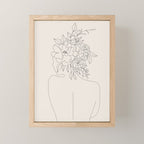 Woman with Flowers Minimal Line I Mini Art Print Gallery Image 1