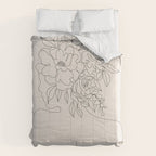 Woman with Flowers Minimal Line I Comforter Gallery Image 6