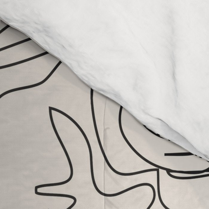 Woman with Flowers Minimal Line I Comforter Gallery Image 4