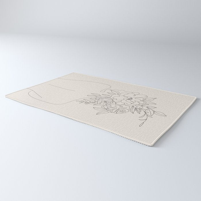 Woman with Flowers Minimal Line I Rug Gallery Image 3