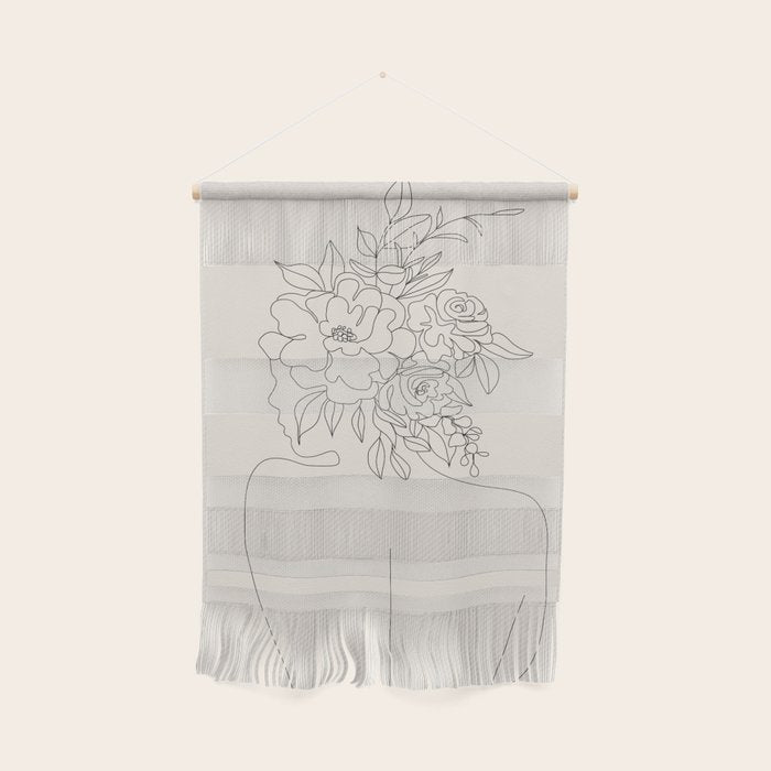 Woman with Flowers Minimal Line I Wall Hanging Gallery Image 1