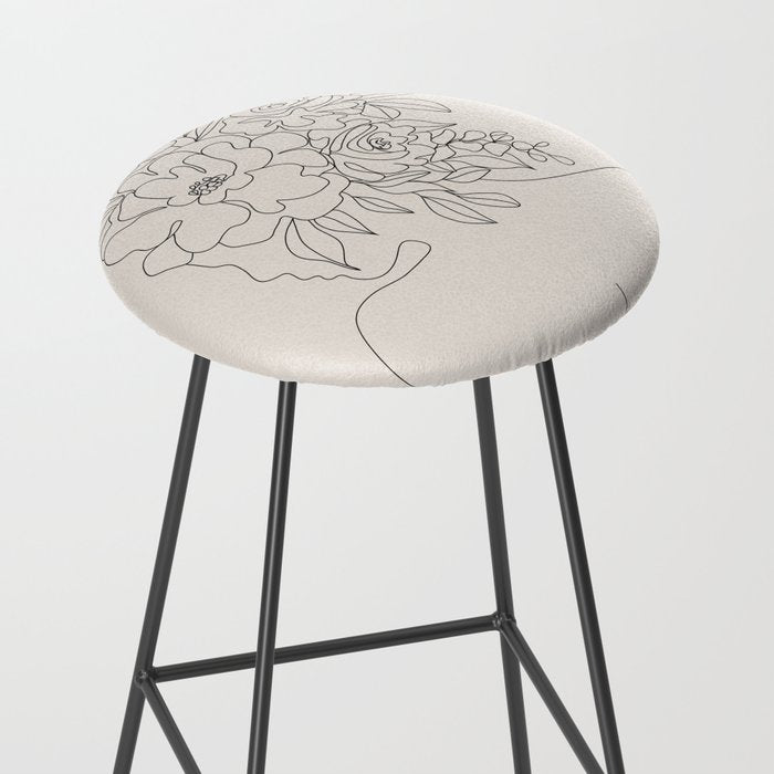 Woman with Flowers Minimal Line I Stool Gallery Image 2