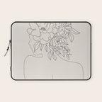 Woman with Flowers Minimal Line I Laptop Sleeve Gallery Image 1