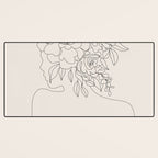 Woman with Flowers Minimal Line I Desk Mat Gallery Image 3