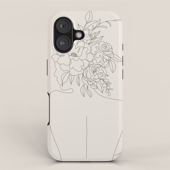 Woman with Flowers Minimal Line I iPhone Case Gallery Image 1