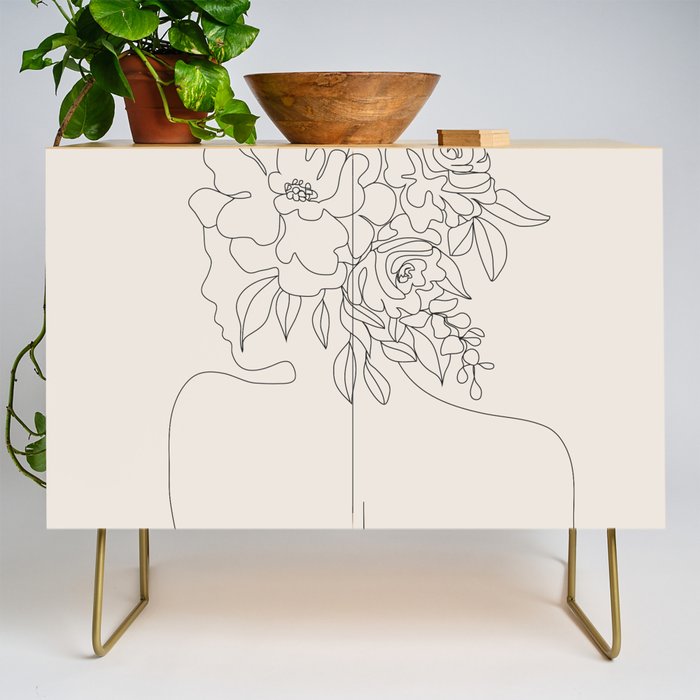 Woman with Flowers Minimal Line I Credenza Gallery Image 1