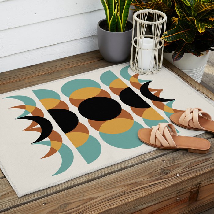 Moon Phases Abstract V Outdoor Rug Gallery Image 2