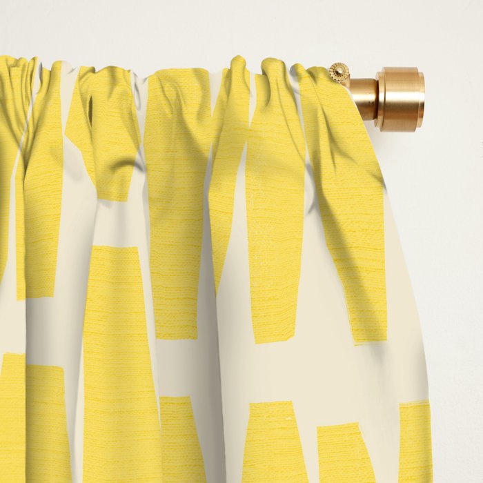 Bold Yellow Geometric Shapes Pattern Window Curtain Gallery Image 2