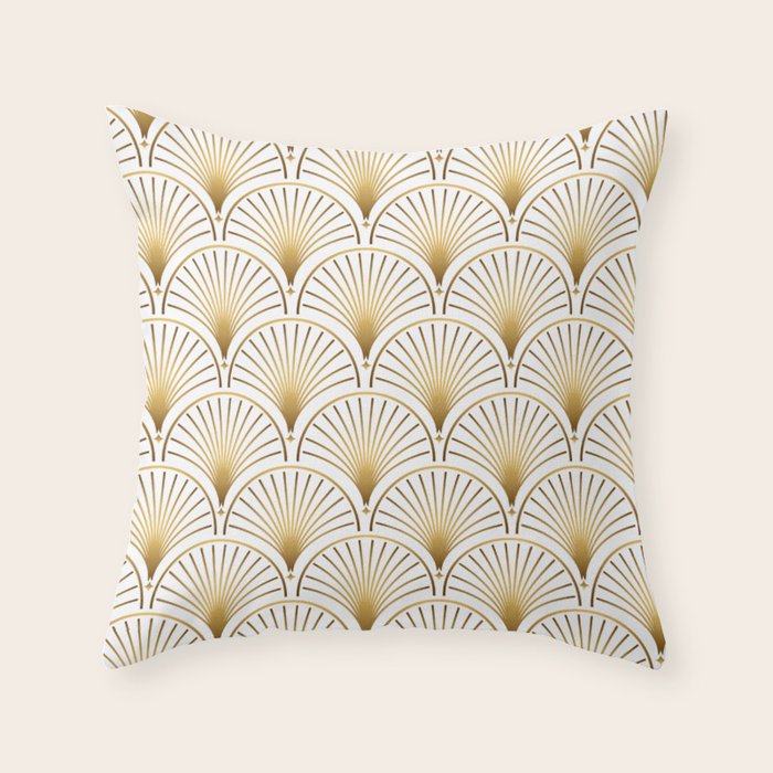 Art Deco Gold Geometric Pattern With Gold Shimmer Throw Pillow Gallery Image 6