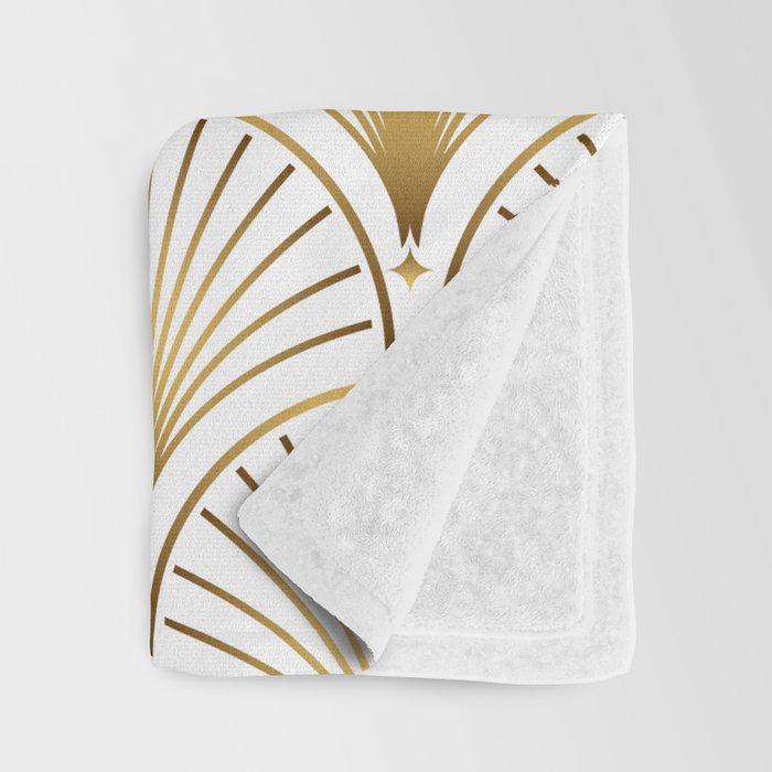 Art Deco Gold Geometric Pattern With Gold Shimmer Throw Blanket Gallery Image 3