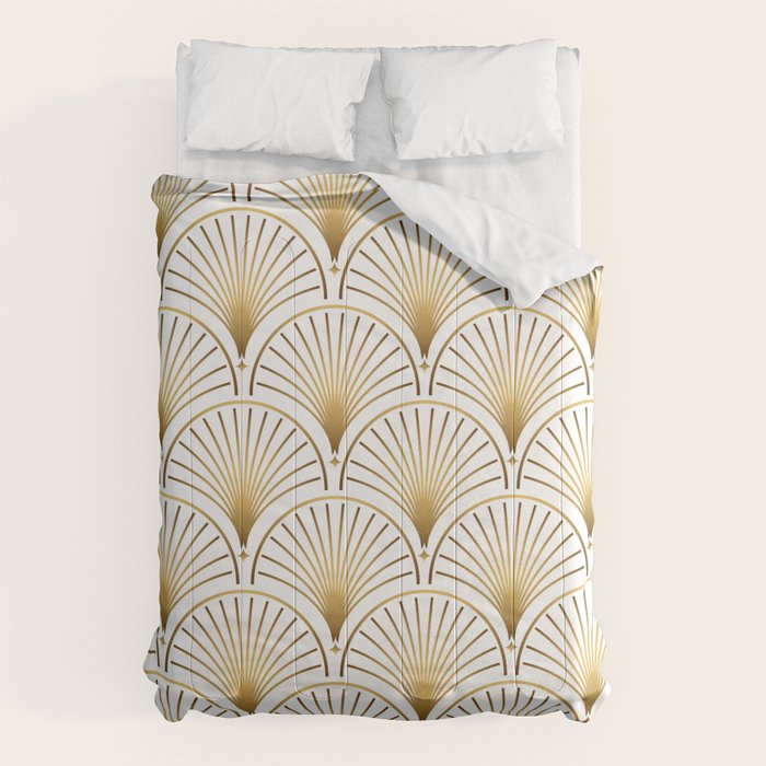 Art Deco Gold Geometric Pattern With Gold Shimmer Comforter Gallery Image 6