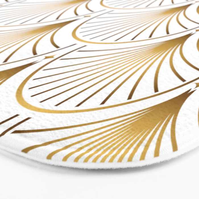 Art Deco Gold Geometric Pattern With Gold Shimmer Bath Mat Gallery Image 3