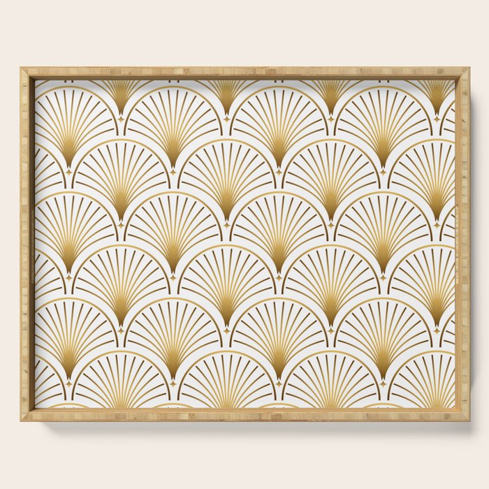 Art Deco Gold Geometric Pattern With Gold Shimmer Serving Tray Gallery Image 1