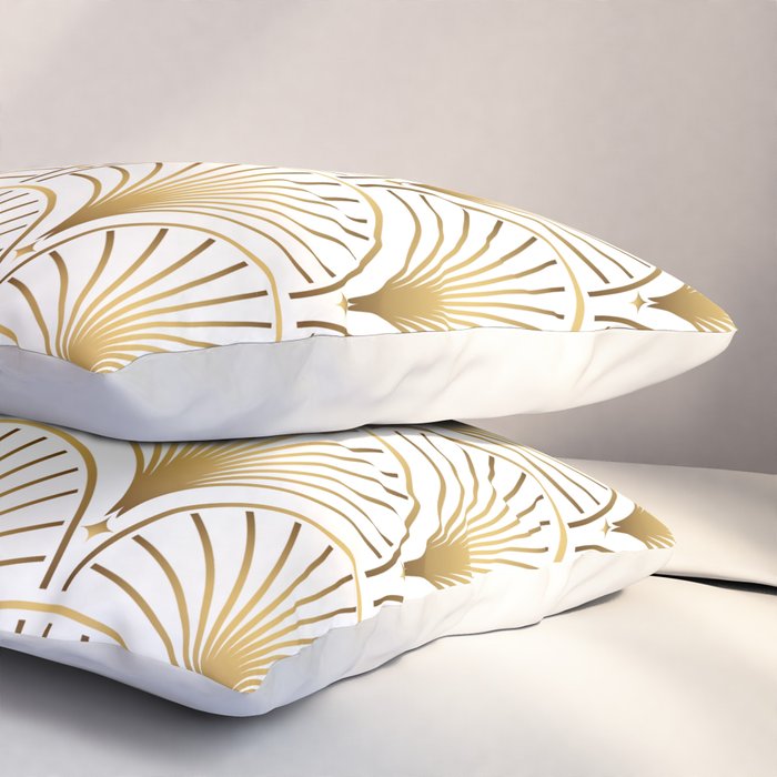 Art Deco Gold Geometric Pattern With Gold Shimmer Pillow Sham Gallery Image 3