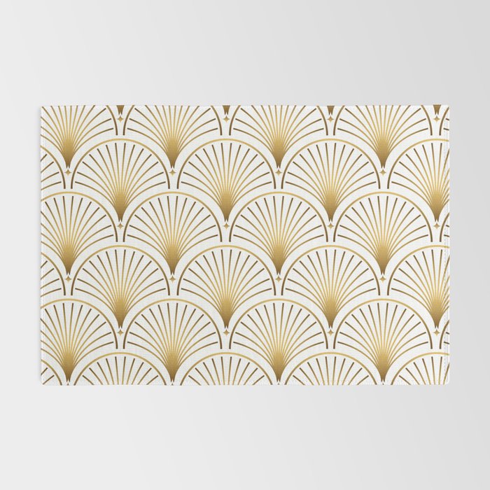 Art Deco Gold Geometric Pattern With Gold Shimmer Rug Gallery Image 2