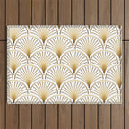 Art Deco Gold Geometric Pattern With Gold Shimmer Outdoor Rug Gallery Image 1