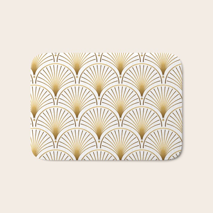 Art Deco Gold Geometric Pattern With Gold Shimmer Bath Mat Gallery Image 1