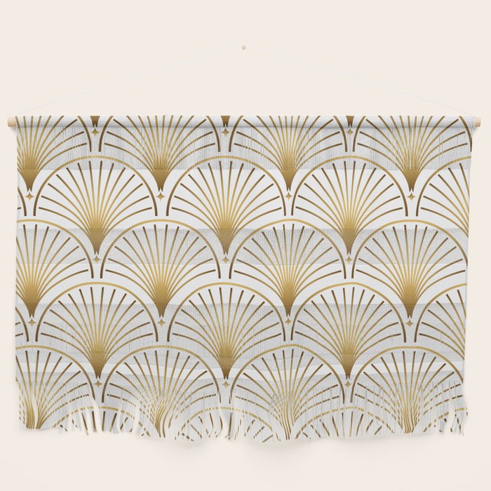 Art Deco Gold Geometric Pattern With Gold Shimmer Wall Hanging Gallery Image 1