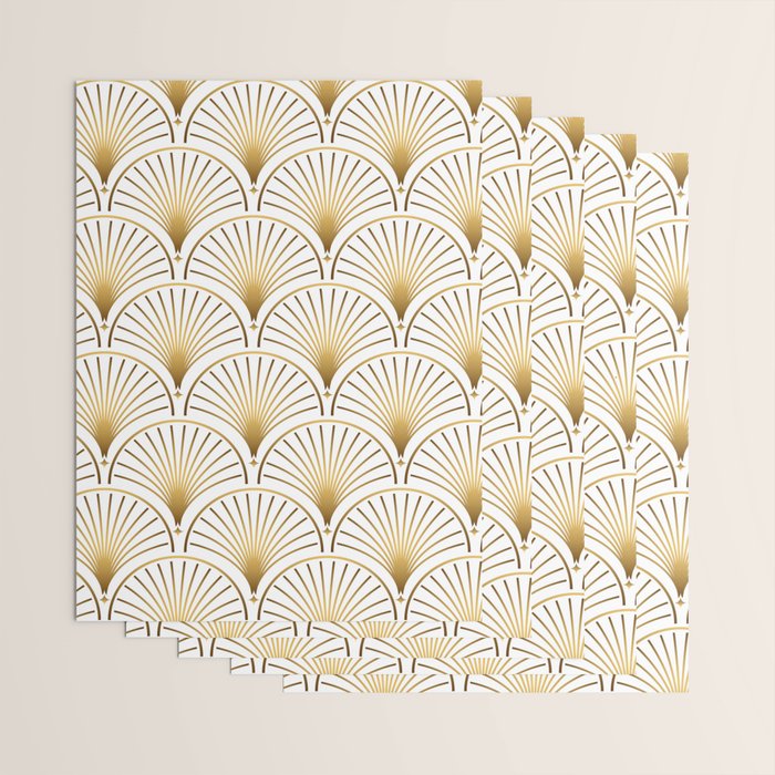 Art Deco Gold Geometric Pattern With Gold Shimmer Wrapping Paper Gallery Image 3