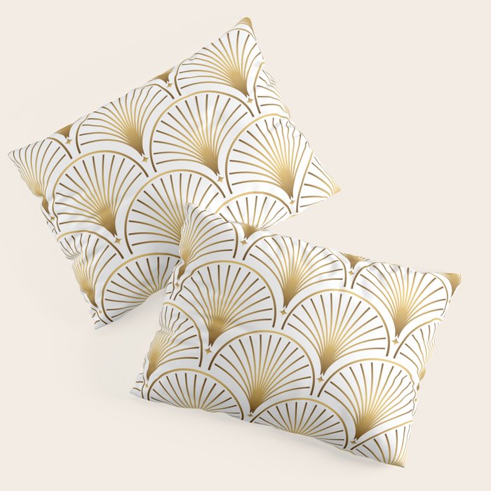 Art Deco Gold Geometric Pattern With Gold Shimmer Pillow Sham Gallery Image 3