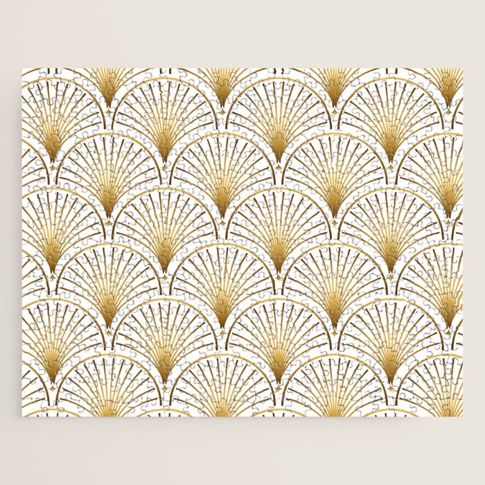 Art Deco Gold Geometric Pattern With Gold Shimmer Jigsaw Puzzle Gallery Image 1