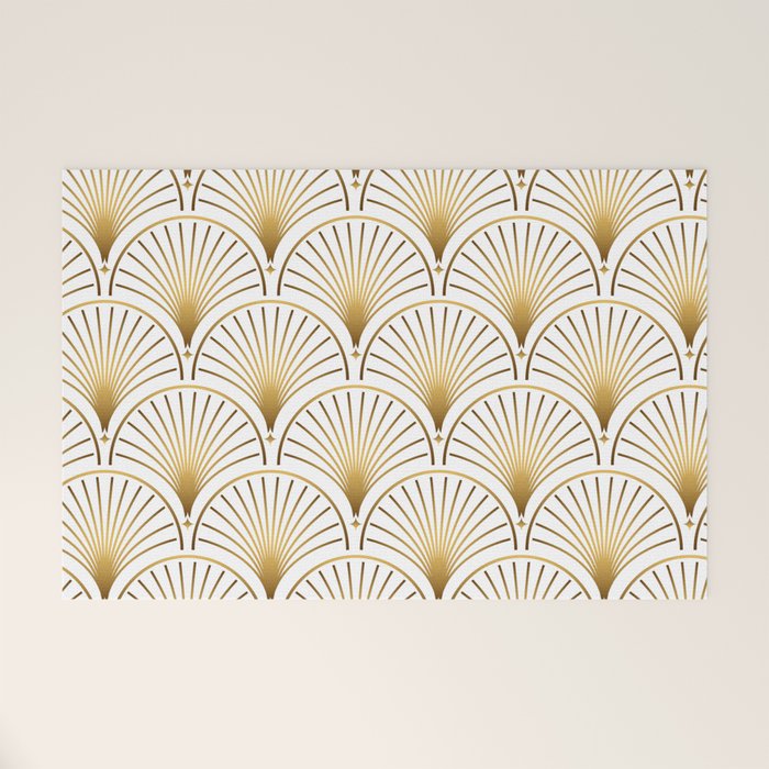 Art Deco Gold Geometric Pattern With Gold Shimmer Welcome Mat Gallery Image 1