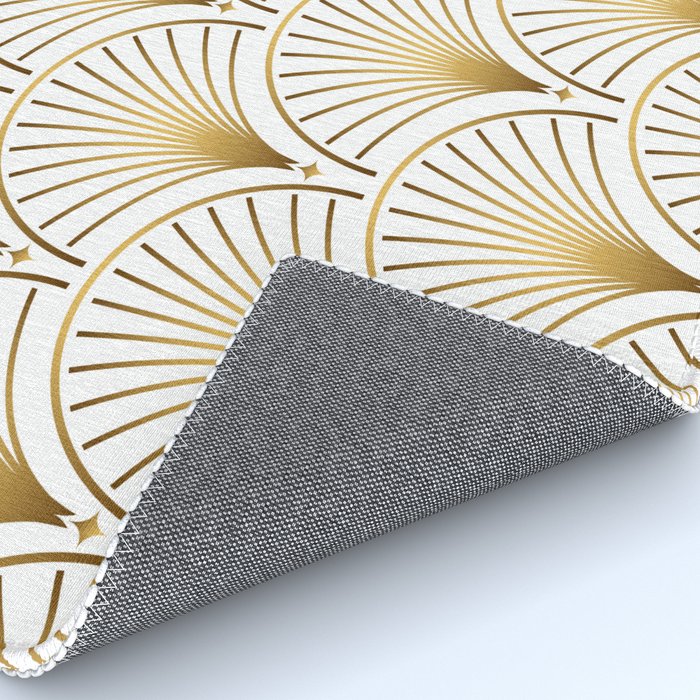 Art Deco Gold Geometric Pattern With Gold Shimmer Rug Gallery Image 4