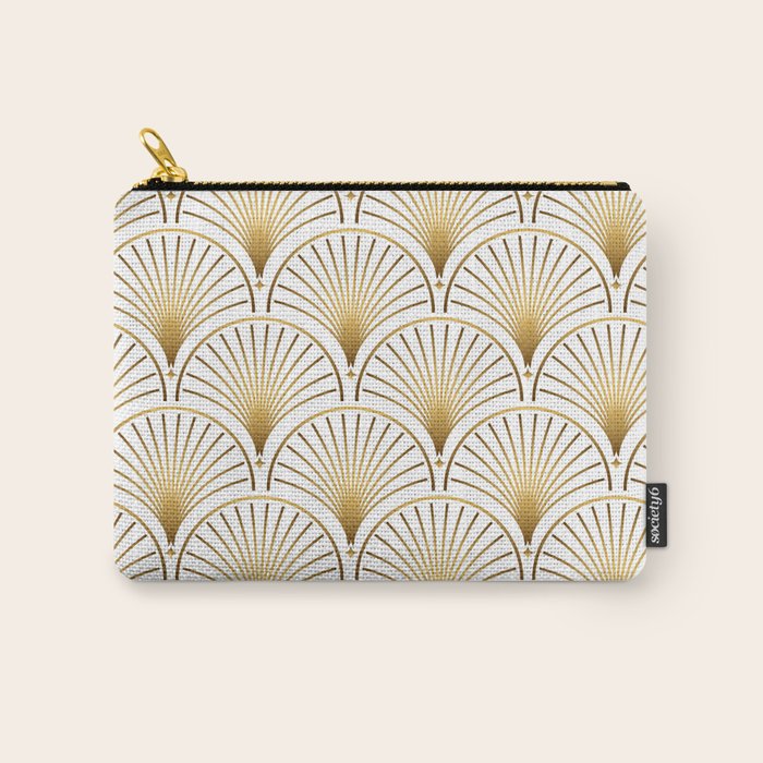 Art Deco Gold Geometric Pattern With Gold Shimmer Carry All Pouch Gallery Image 1