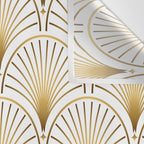 Art Deco Gold Geometric Pattern With Gold Shimmer Wall Tapestry Gallery Image 3